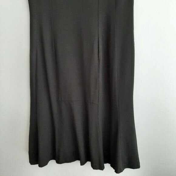 ANN TAYLOR Cowl Neck Stretchy Short Sleeve Comfy Knee Length Dress Black Sz 8 - Picture 13 of 15